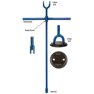 Rod x 2-hole end combo wrench with sliding handle