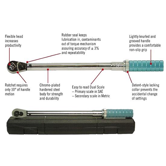 1/2" Drive Micrometer Adjustable Torque Wrench